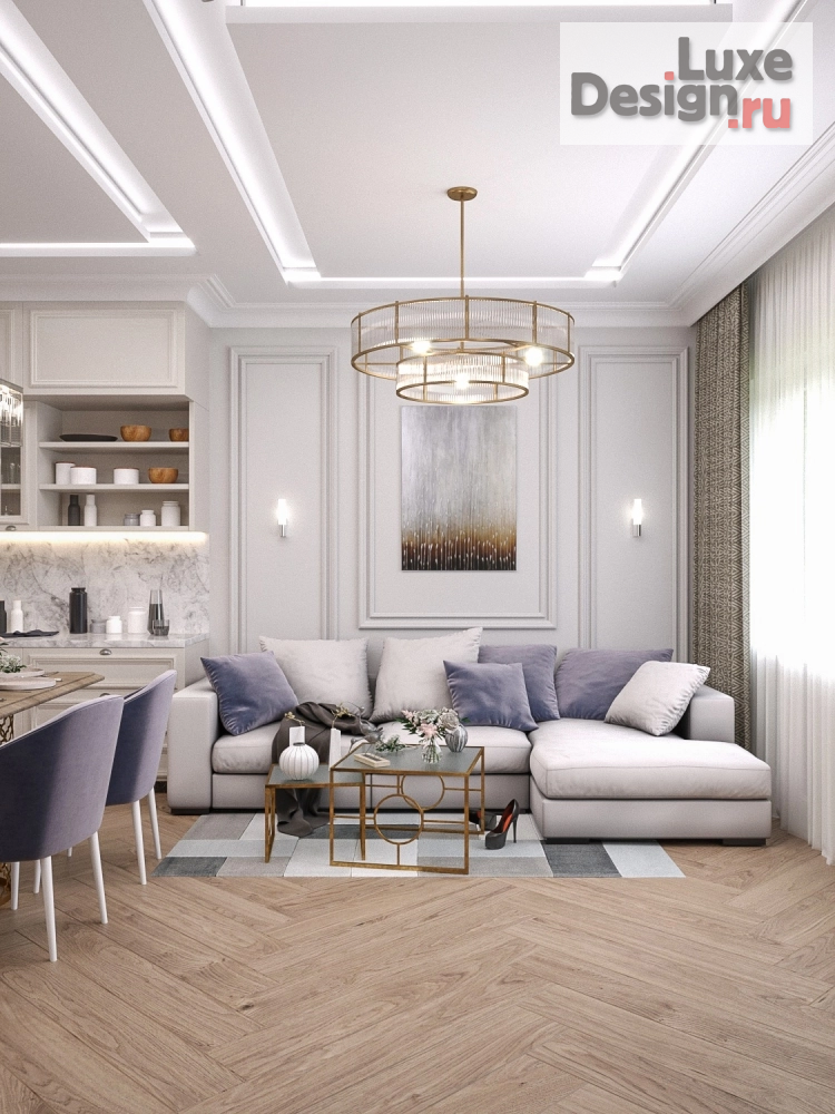 Дизайн интерьера гостиной "Проект кухни-гостиной в ЖК Белый Ангел, Ростов-на-Дону" (фото 1)