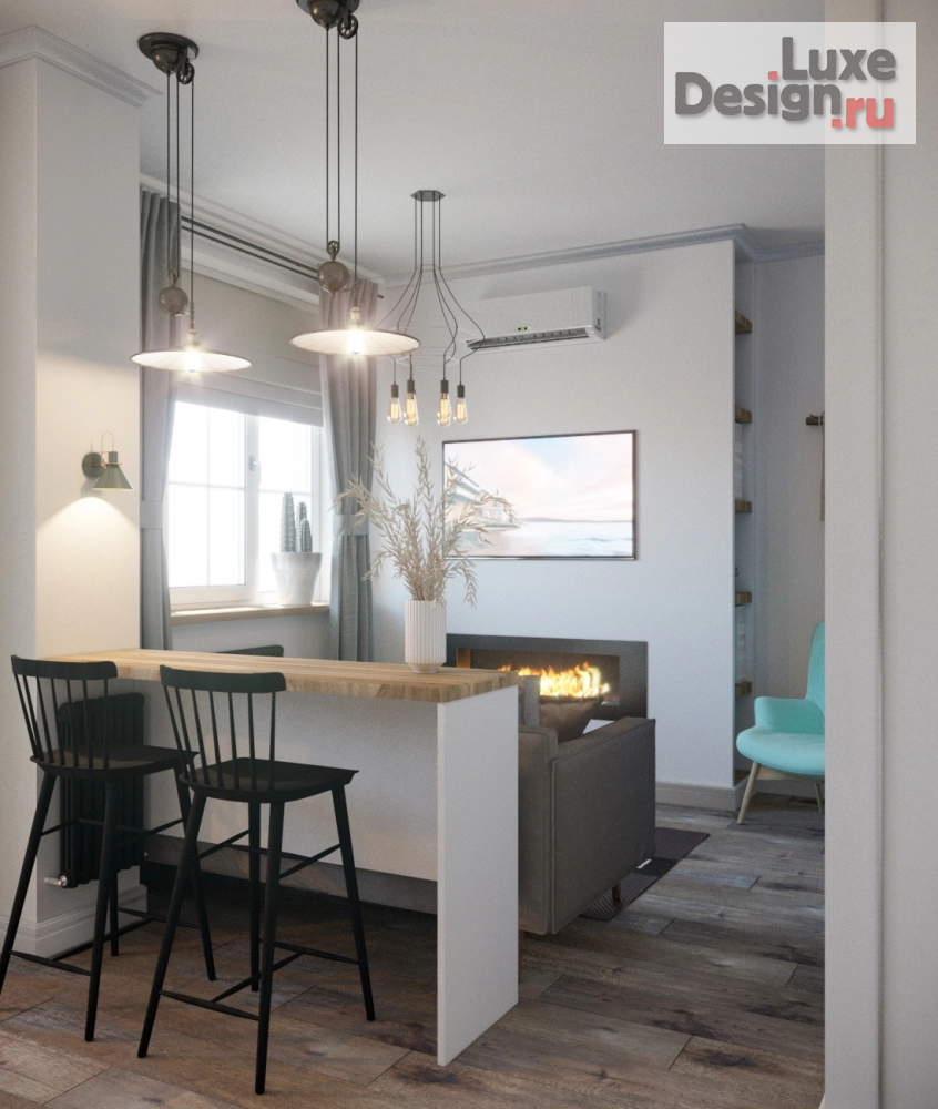 Дизайн интерьера однокомнатной квартиры " Дизайн интерьера квартиры / 42 м² / VDesignRostov.ru" (фото 3)