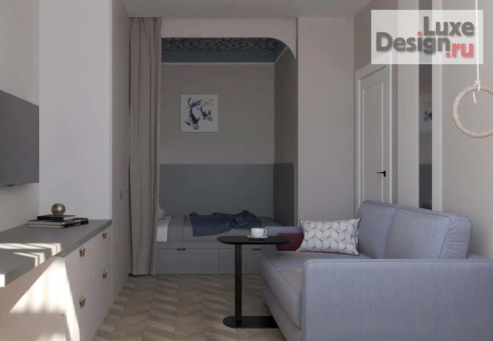 Дизайн интерьера однокомнатной квартиры "Черничный зефир" (фото 6)