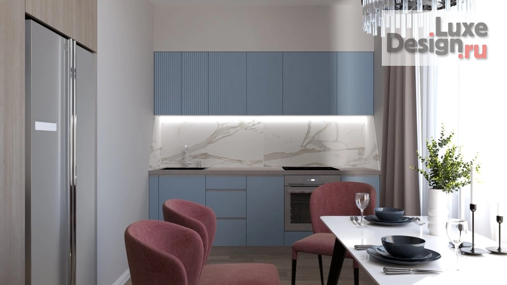 Дизайн интерьера однокомнатной квартиры "Черничный зефир" (фото 2)