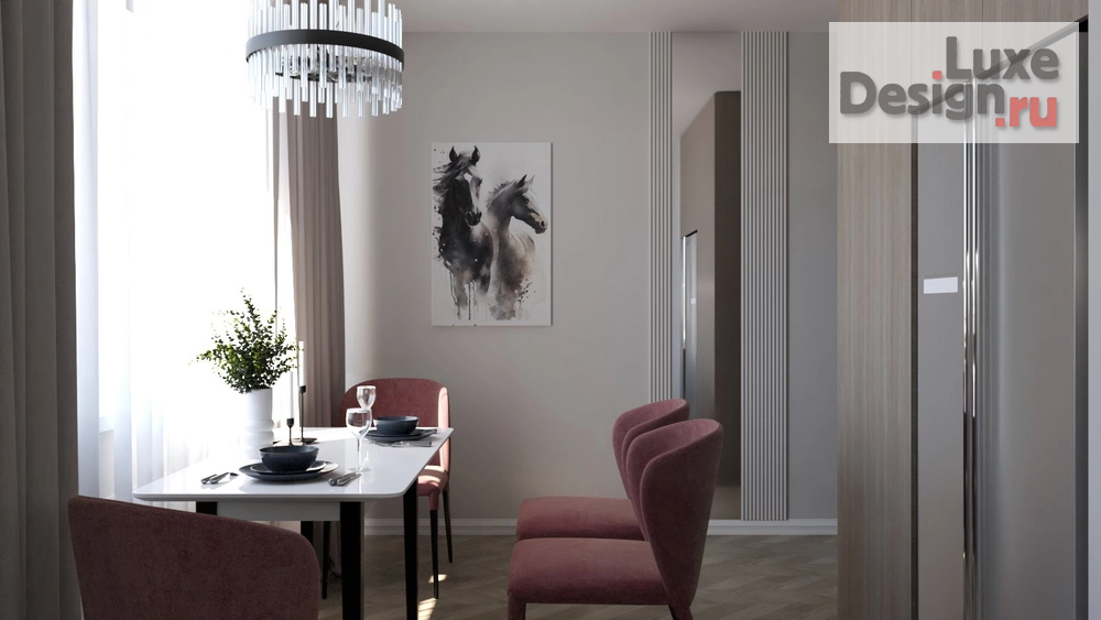 Дизайн интерьера однокомнатной квартиры "Черничный зефир" (фото 1)