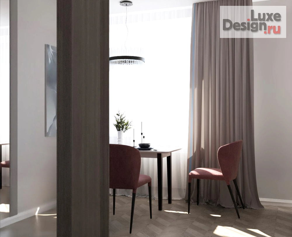 Дизайн интерьера однокомнатной квартиры "Черничный зефир" (фото 3)