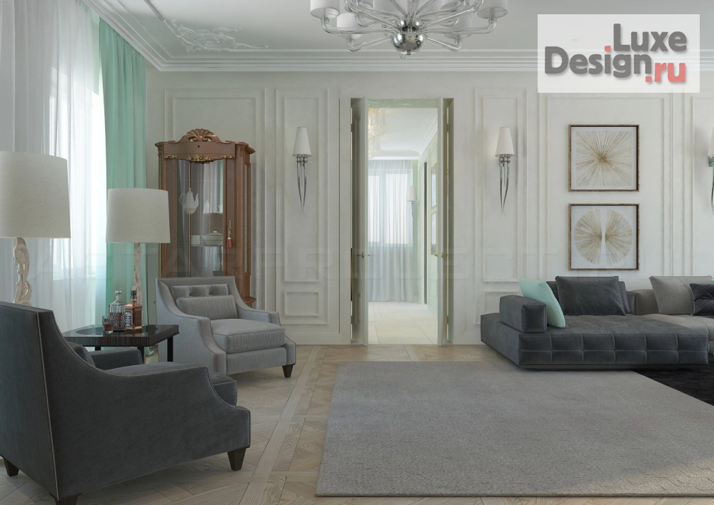 Дизайн интерьера загородного дома "Новая классика(гостиная)" (фото 5)