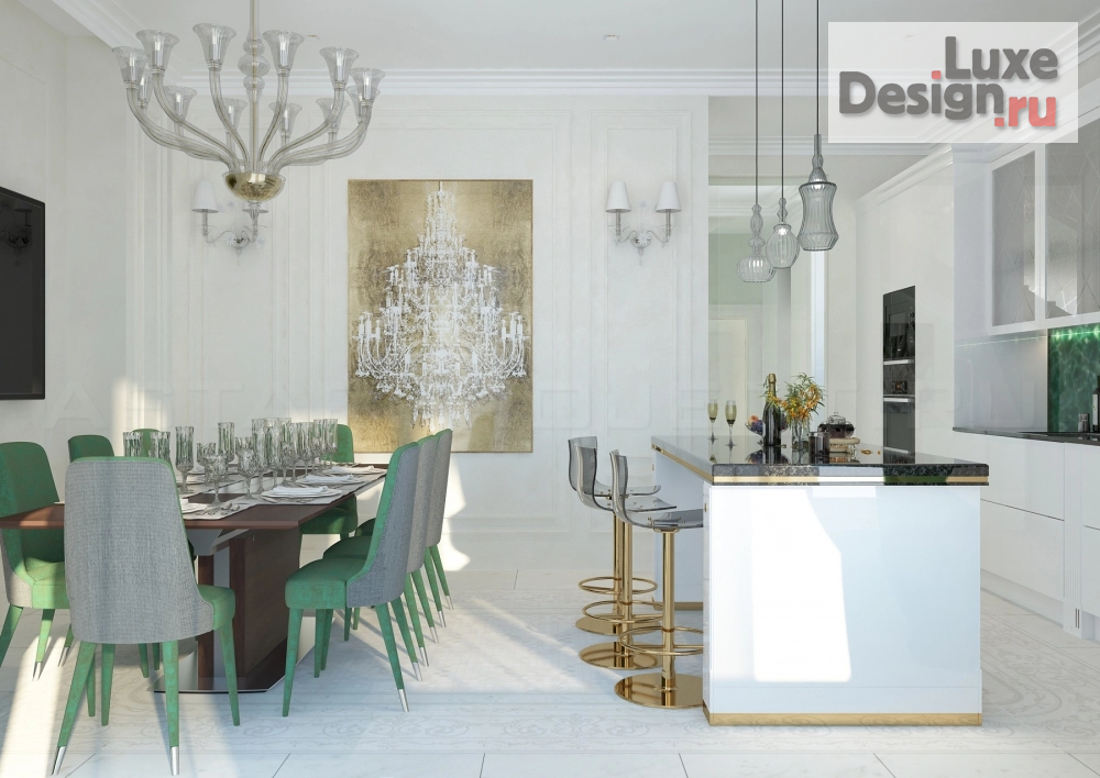 Дизайн интерьера загородного дома "Новая классика(кухня)" (фото 3)