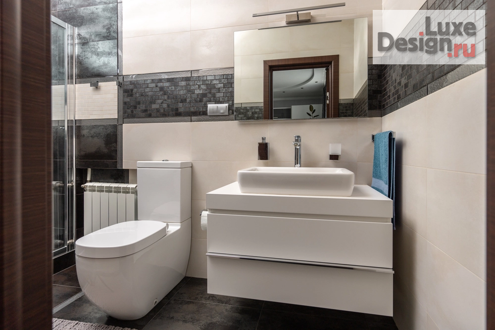 Дизайн интерьера загородного дома "Серебро графита. санузел" (фото 2)