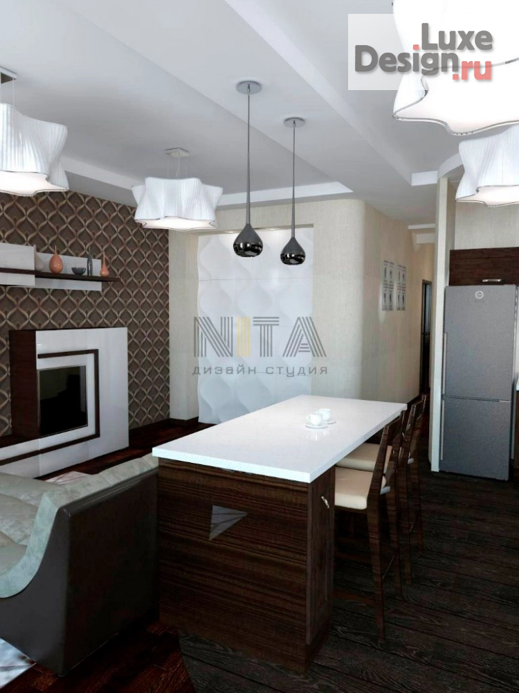 Дизайн интерьера трехкомнатной квартиры "Трехкомнатной квартиры в Ростове-на-Дону" (фото 2)