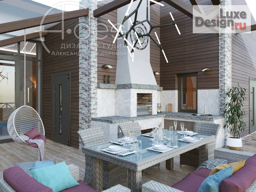 Дизайн интерьера загородного дома "Бассейн и комната отдыха в загородном доме." (фото 9)