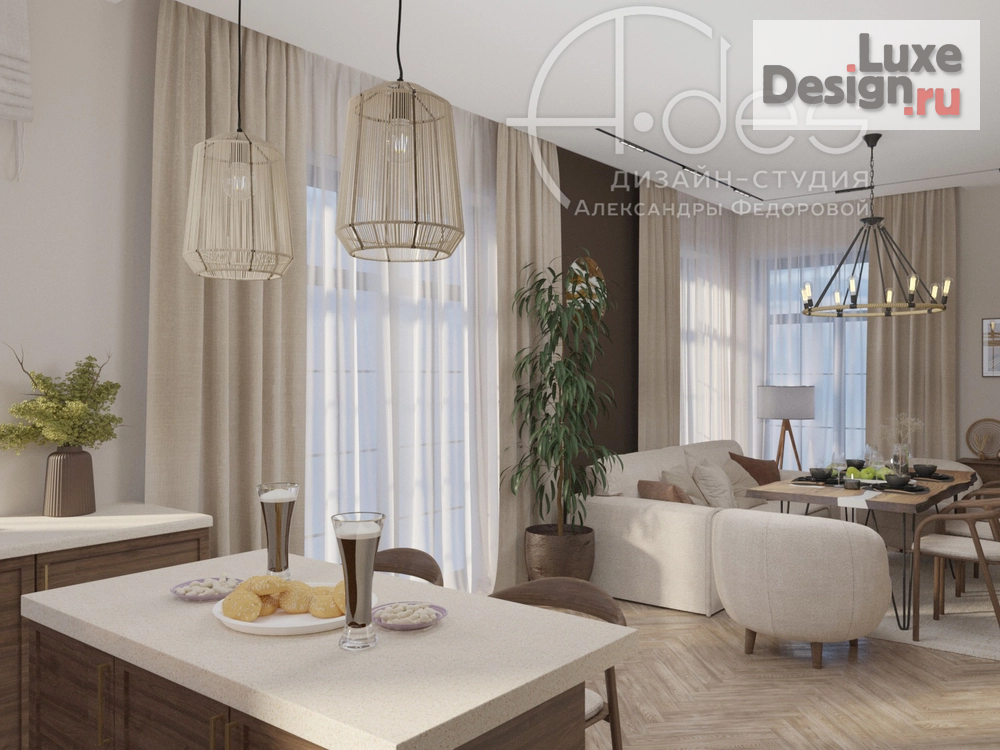 Дизайн интерьера загородного дома "Современный загородный дом с элементами скандинавского стиля." (фото 2)