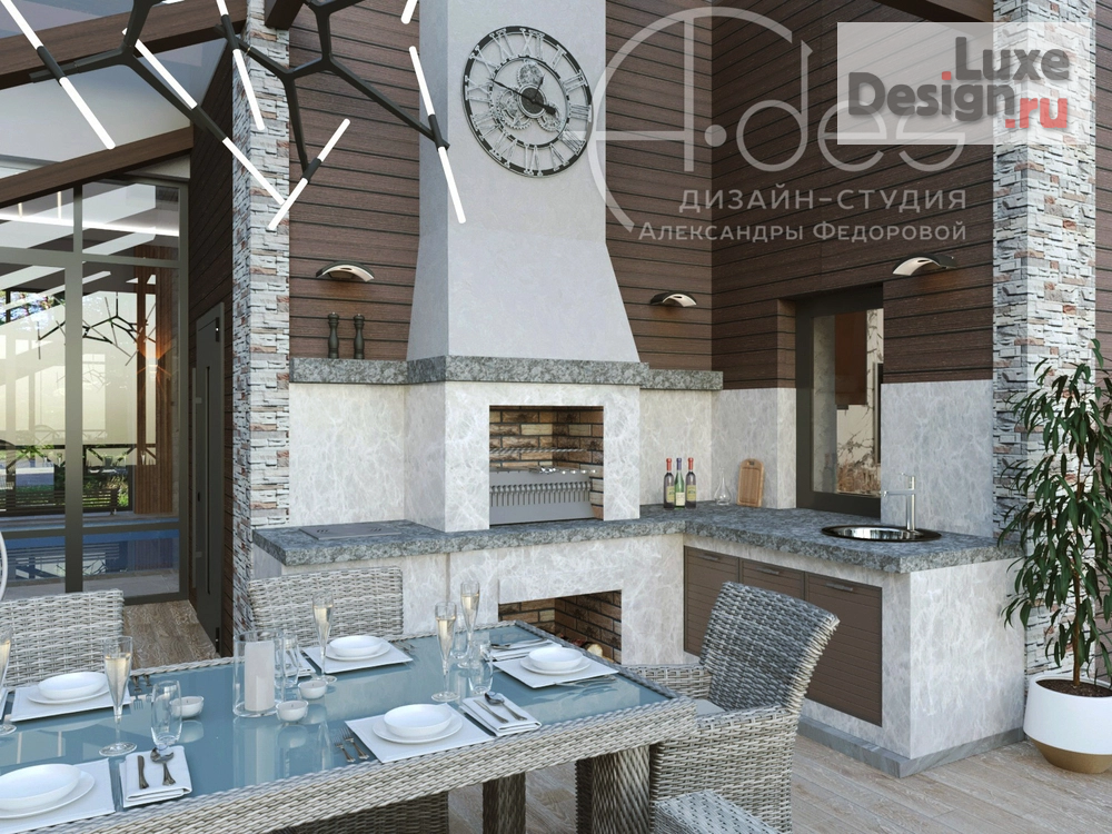 Дизайн интерьера загородного дома "Бассейн и комната отдыха в загородном доме." (фото 10)