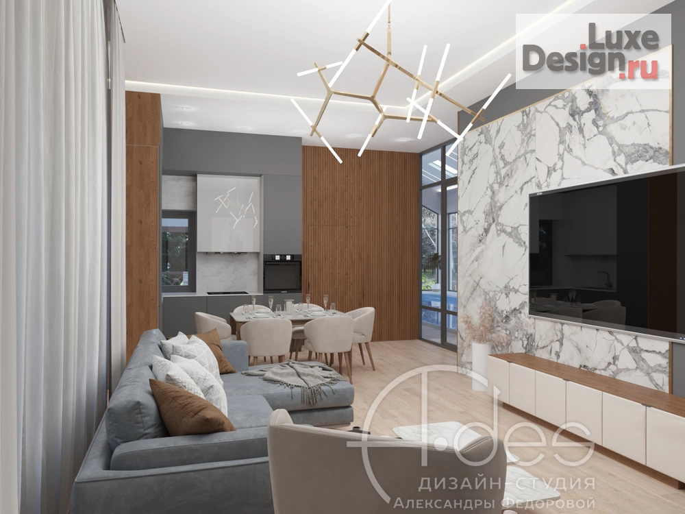 Дизайн интерьера загородного дома "Бассейн и комната отдыха в загородном доме." (фото 6)