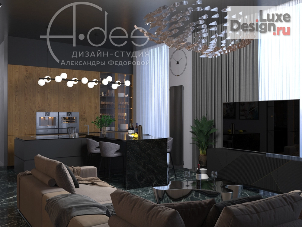 Дизайн интерьера квартиры студии "Квартира-студия 120 м2." (фото 4)