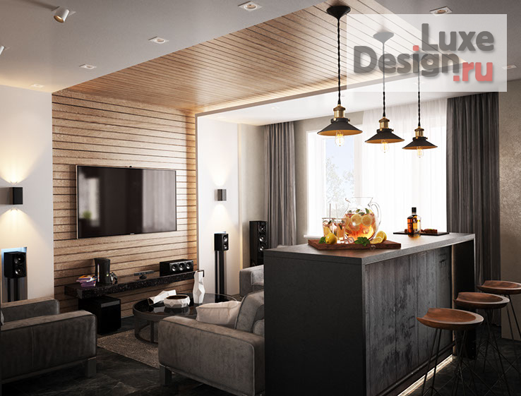 Дизайн интерьера двухкомнатной квартиры "Проект в мужском стиле 80 кв.м." (фото 2)