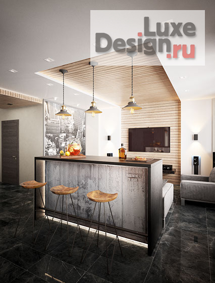 Дизайн интерьера двухкомнатной квартиры "Проект в мужском стиле 80 кв.м." (фото 7)