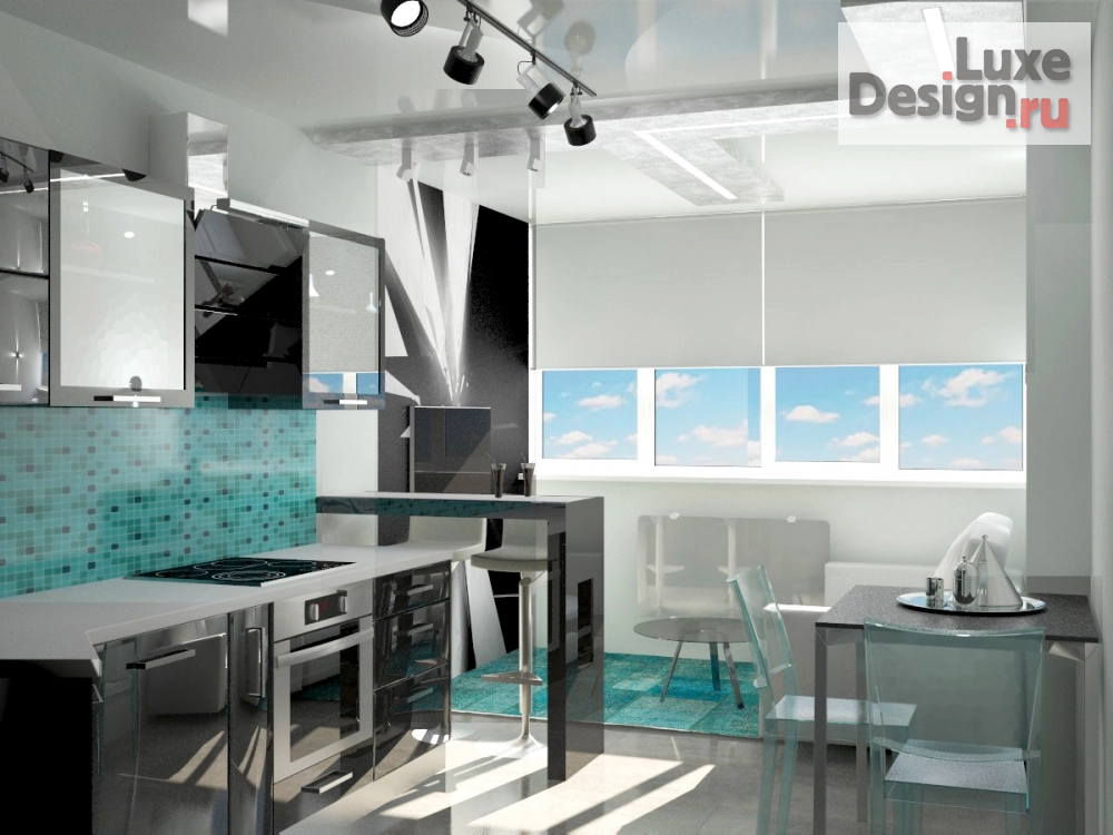 Дизайн интерьера двухкомнатной квартиры "Квартира в стиле хай-тек" (фото 3)